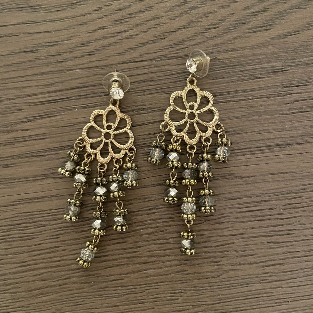 Gold and Silver Drop Earrings